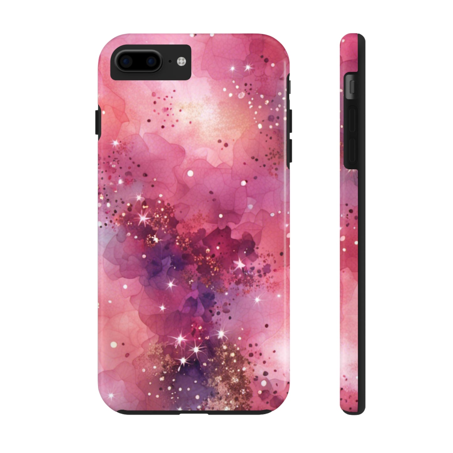 Scattered Pink and Gold Pattern Design Tough Phone Case compatible with a large variety of iPhone models, Phone Case, Gift