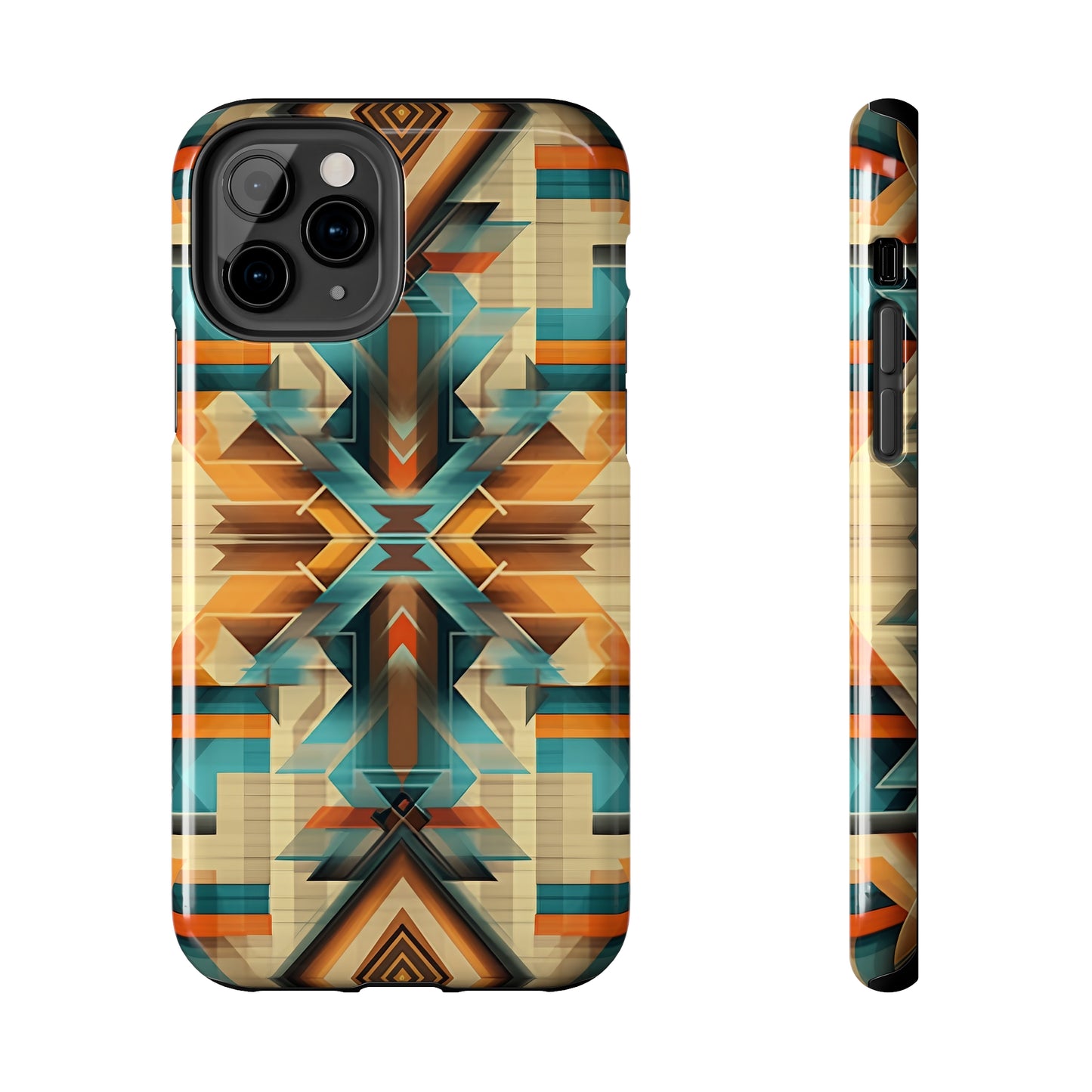 Beautiful Blue and Cream Native American Pattern Design Tough Phone Case compatible with a large variety of iPhone models, Gift, Phone Case