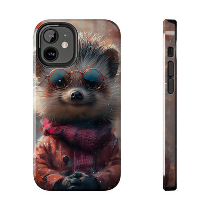 Hedgehog with Glasses and Scarf Design Phone Case- Lightweight, Impact Resistant Cover for iPhone 6, 6s, 12, 13, 14, 15