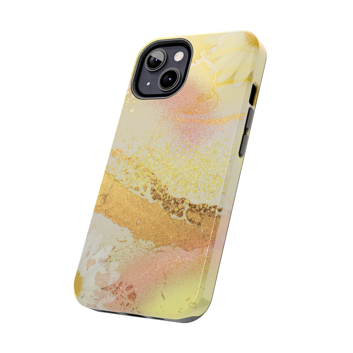 Yellow and Rose Gold Marble design Tough Phone Case compatible with a large variety of iPhone models, Gift, Phone