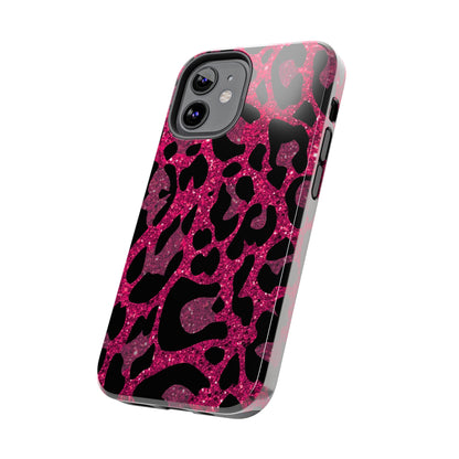 Pink and Black Leopard Design Phone Case- Lightweight, Impact Resistant Cover for iPhone 6, 6s, 12, 13, 14, 15