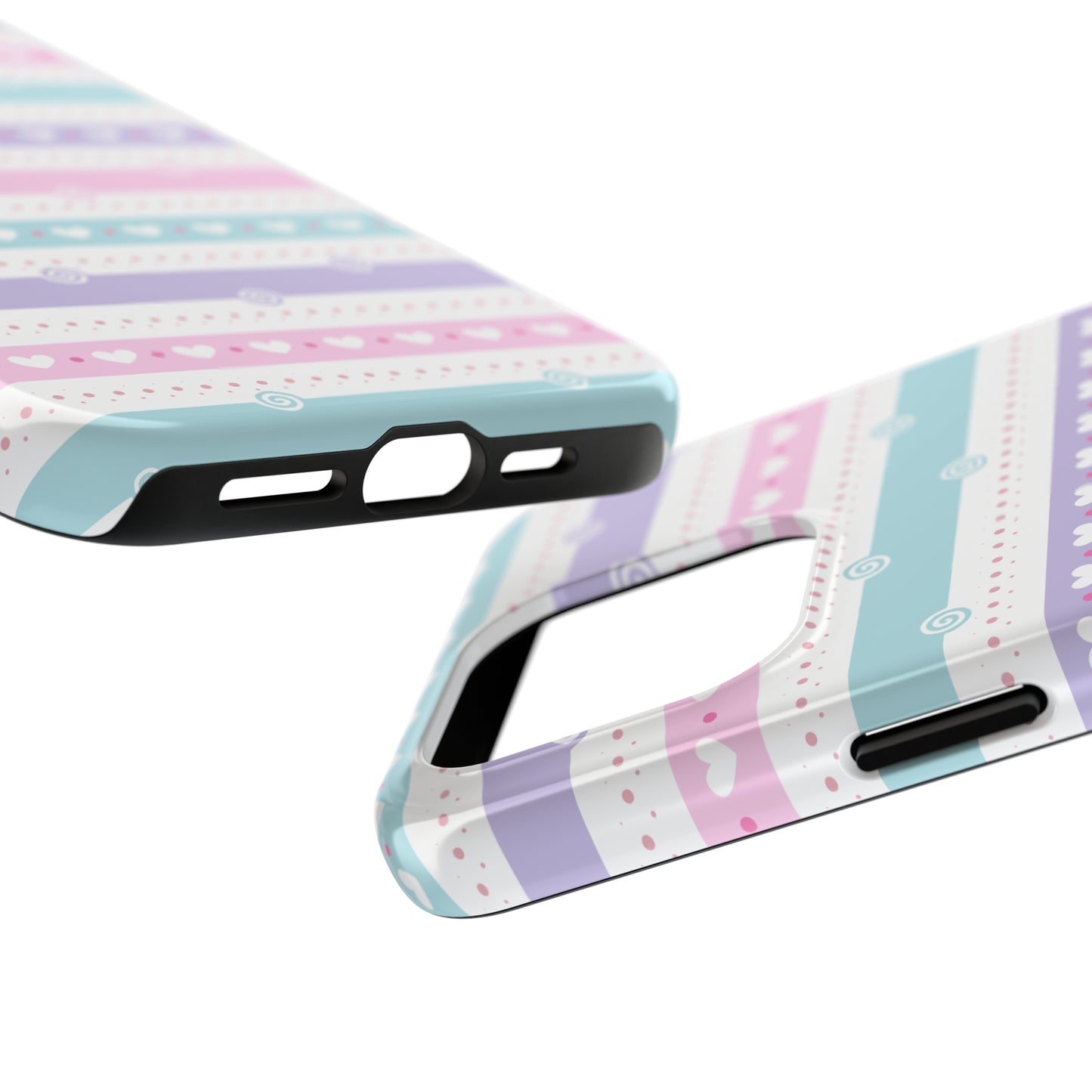 Pastel Stripes and Hearts print design Tough Phone Case compatible with a large variety of iphone models