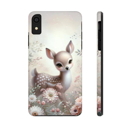 Cute Fawn and Floral print Design Tough Phone Case compatible with a large variety of iPhone models, Gift, Phone Case