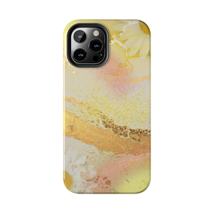 Yellow and Rose Gold Marble design Tough Phone Case compatible with a large variety of iPhone models, Gift, Phone