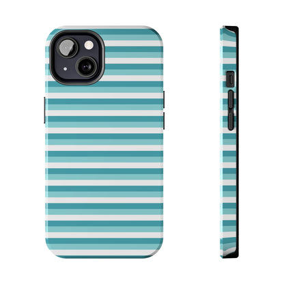 Blue and White Girly Stripe print Design Tough Phone Case compatible with a large variety of iPhone models, Gift, Phone Case