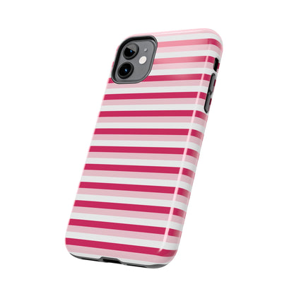 Pink and White Girly Stripe print Design Tough Phone Case compatible with a large variety of iPhone models, Gift, Phone Case