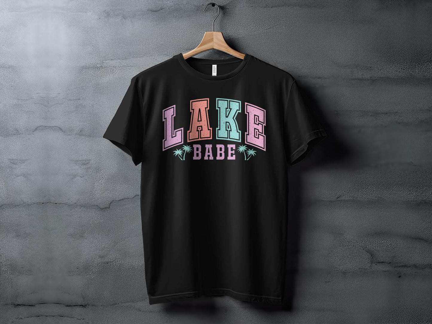 Summer Lake Babe T-Shirt, Retro Palm Tree Graphic Tee, Casual Women's Vacation Top, Fun Beach Shirt, Vintage Style Comfort Wear