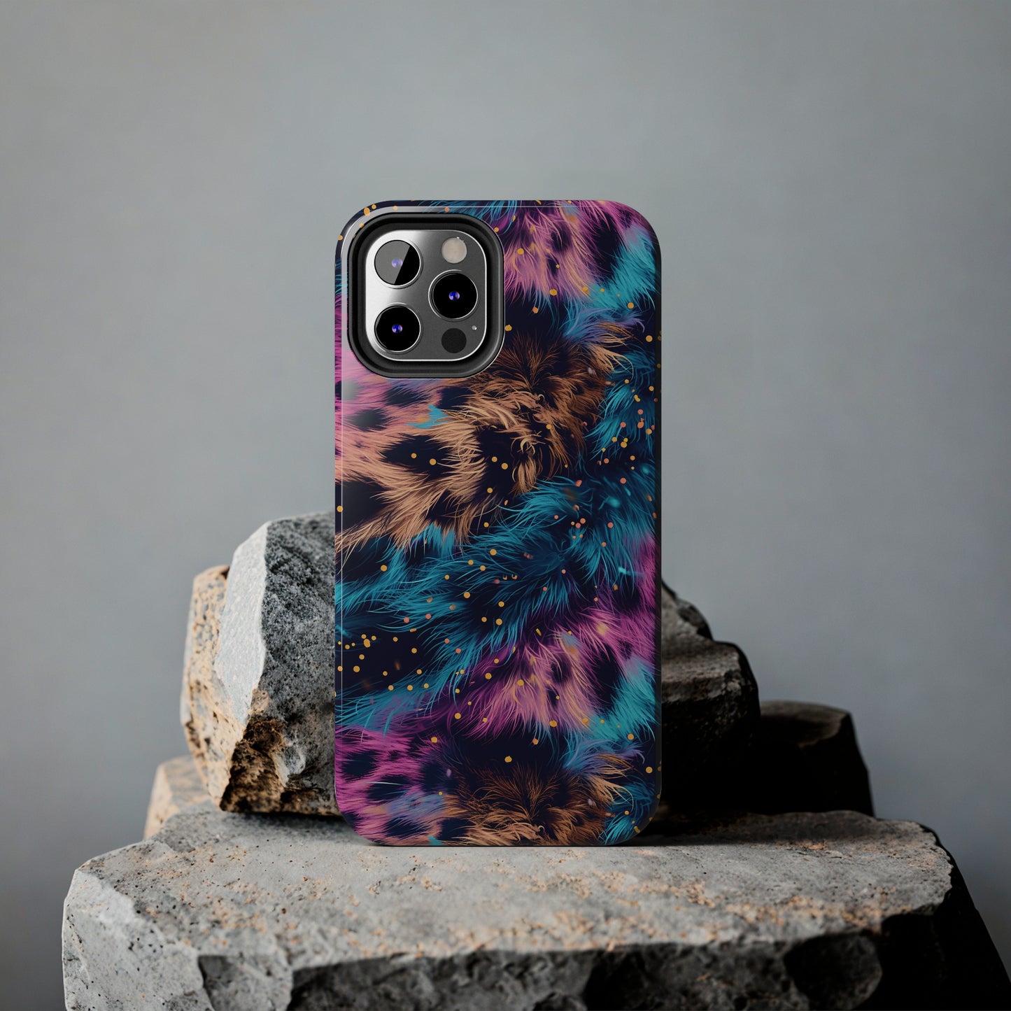 Multicolor unique leopard Pattern Design Tough Phone Case compatible with a large variety of iPhone models, Gift, Phone Case