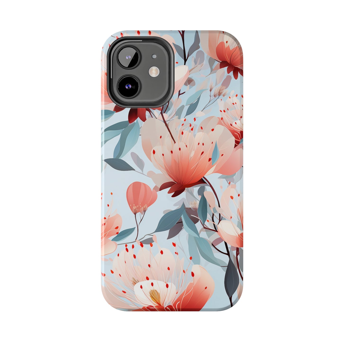 Red Flowers Digital print Design Tough Phone Case compatible with a large variety of iPhone models, Gift, Phone Case