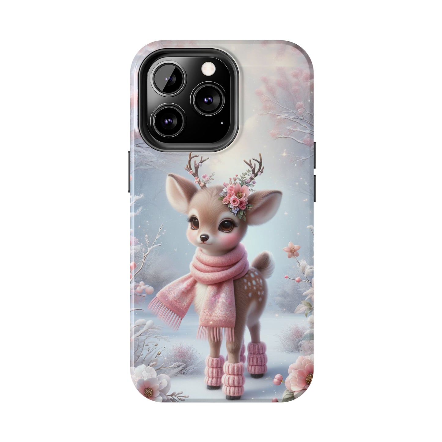 Cute Deer Winter Scene Pattern Design Tough Phone Case compatible with a large variety of iPhone models, Gift, Phone Case