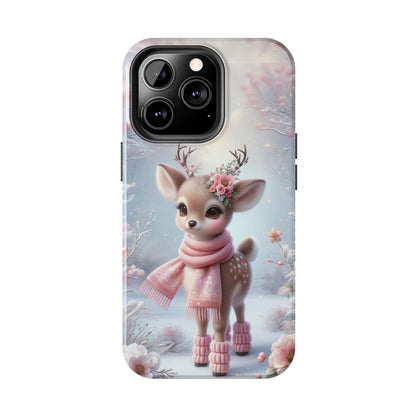 Cute Deer Winter Scene Pattern Design Tough Phone Case compatible with a large variety of iPhone models, Gift, Phone Case