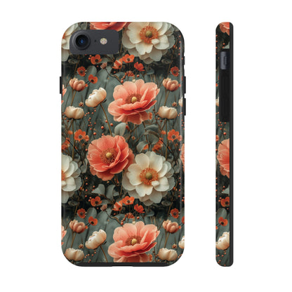 Elegant Peach Flowers Protective Cover, Botanical Garden design Tough Phone Case compatible with a large variety of iphone models