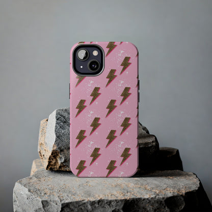 Cheetah Print Lightning Bolts Design Phone Case- Lightweight, Impact Resistant Cover for iPhone 6, 6s, 12, 13, 14, 15