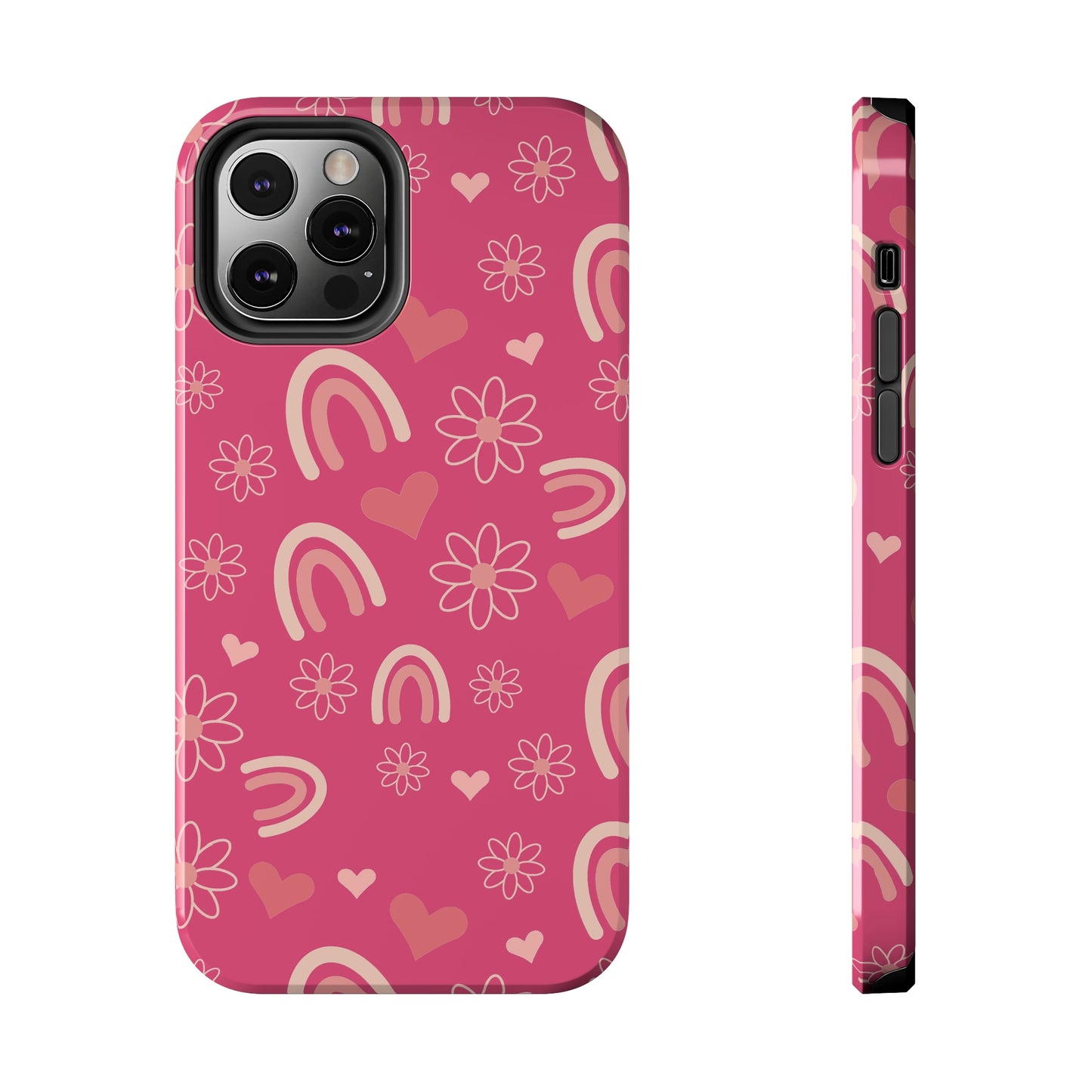 Dark Pink Boho Rainbow print Design Tough Phone Case compatible with a large variety of iPhone models, Gift, Phone Case