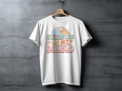 Retro Sunshine On My Mind T-Shirt, Vintage Style Floral Graphic Tee, Summer Vibes Casual Shirt Unisex, Boho Sunflower Top, Gift