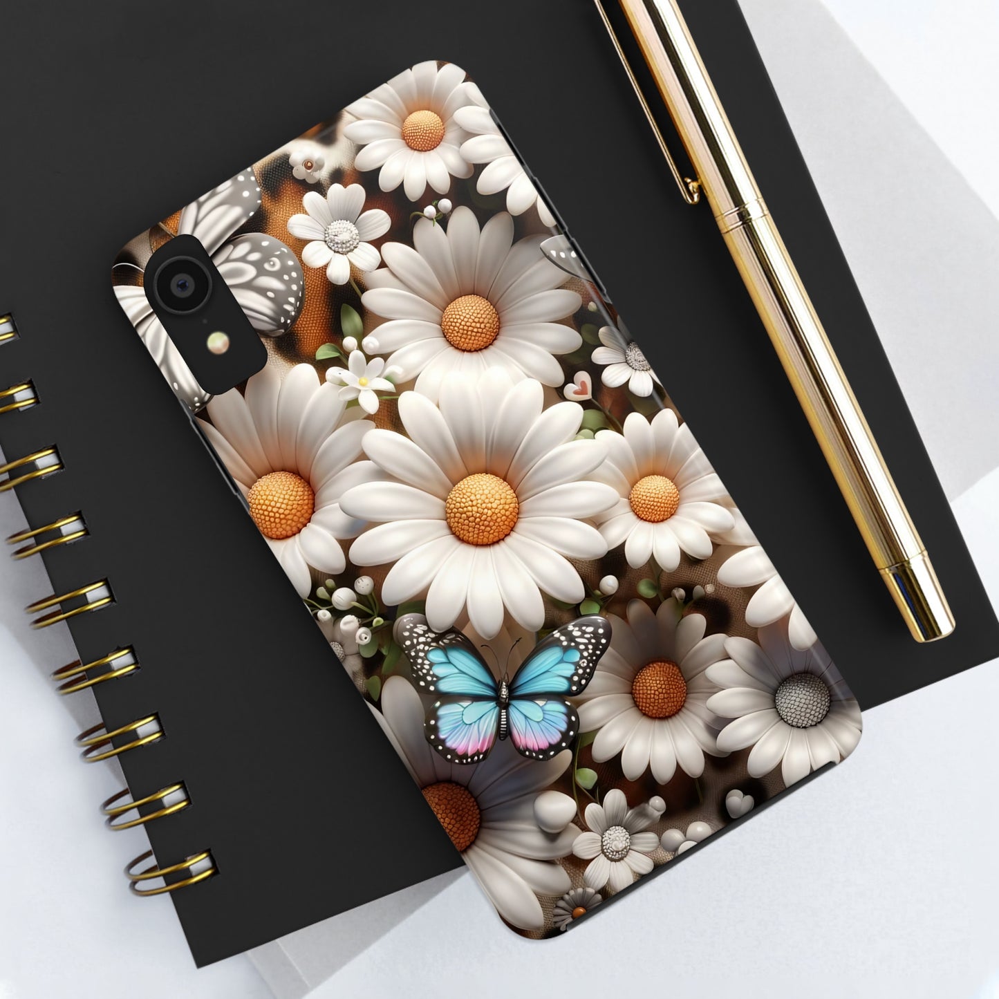 Butterflies, Leopard Print & Daisies Digital print Design Tough Phone Case compatible with a large variety of iPhone models,Gift, Phone Case