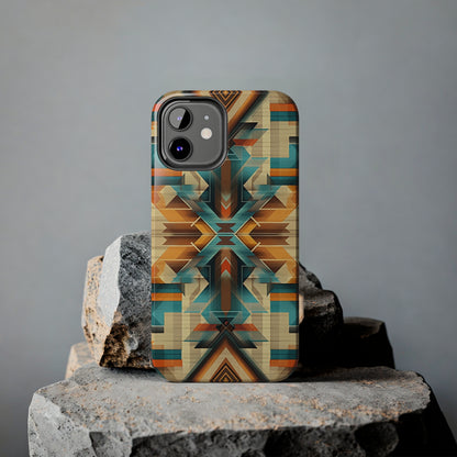 Beautiful Blue and Cream Native American Pattern Design Tough Phone Case compatible with a large variety of iPhone models, Gift, Phone Case