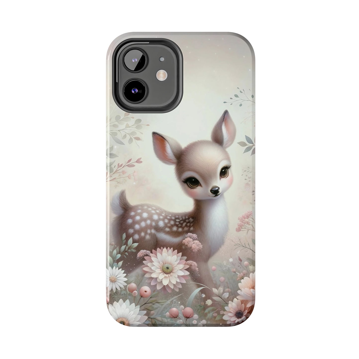 Cute Fawn and Floral print Design Tough Phone Case compatible with a large variety of iPhone models, Gift, Phone Case