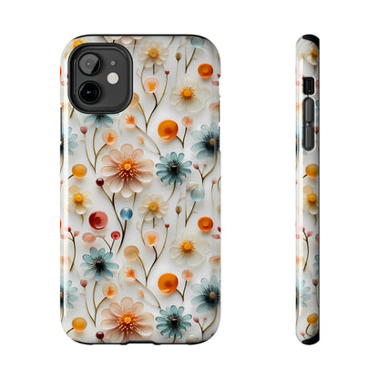 3D Glass Flower Pattern Design Tough Phone Case compatible with a large variety of iPhone models, Phone Case, Birthday Gift