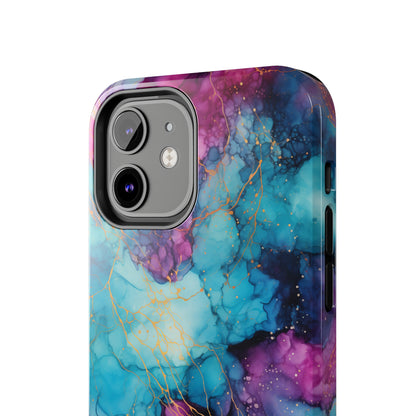 Blue and Purple Alcohol Ink Digital print Design Tough Phone Case compatible with a large variety of iPhone models, Gift, Phone Case