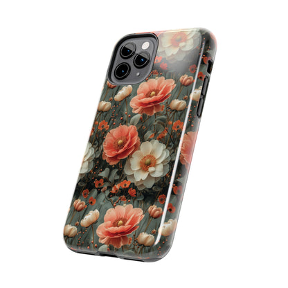 Elegant Peach Flowers Protective Cover, Botanical Garden design Tough Phone Case compatible with a large variety of iphone models