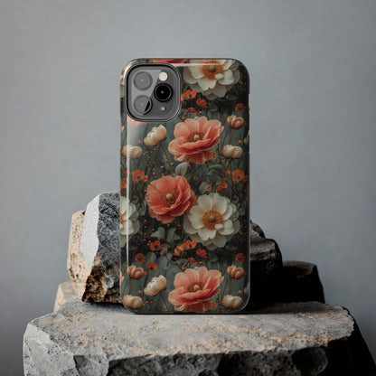 Elegant Peach Flowers Protective Cover, Botanical Garden design Tough Phone Case compatible with a large variety of iphone models