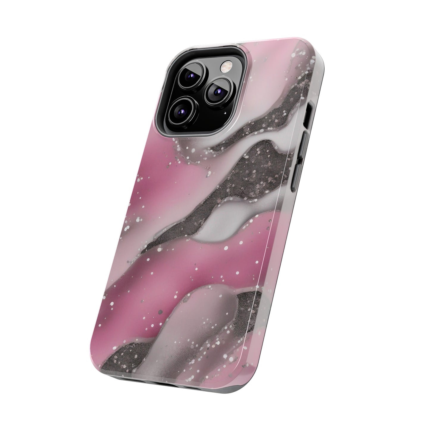 Waves of Pink and Black Pattern print design Tough Phone Case compatible with a large variety of phone models, Phone Case