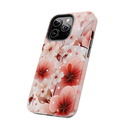 Pink Floral Pattern Design Tough Phone Case compatible with a large variety of iPhone models, Gift, Phone Case