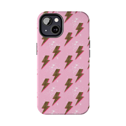 Cheetah Print Lightning Bolts Design Phone Case- Lightweight, Impact Resistant Cover for iPhone 6, 6s, 12, 13, 14, 15