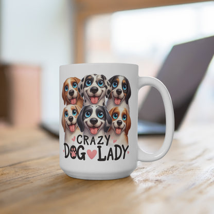 Crazy Dog Lady Mug with Cute Dogs, Dog Lover Gift, Funny Dog Quote Coffee Cup, Animal Theme Kitchenware, Pet Owner Unique Gift, Office Mug