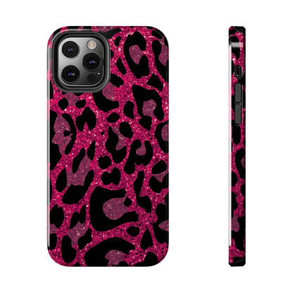 Pink and Black Leopard Design Phone Case- Lightweight, Impact Resistant Cover for iPhone 6, 6s, 12, 13, 14, 15