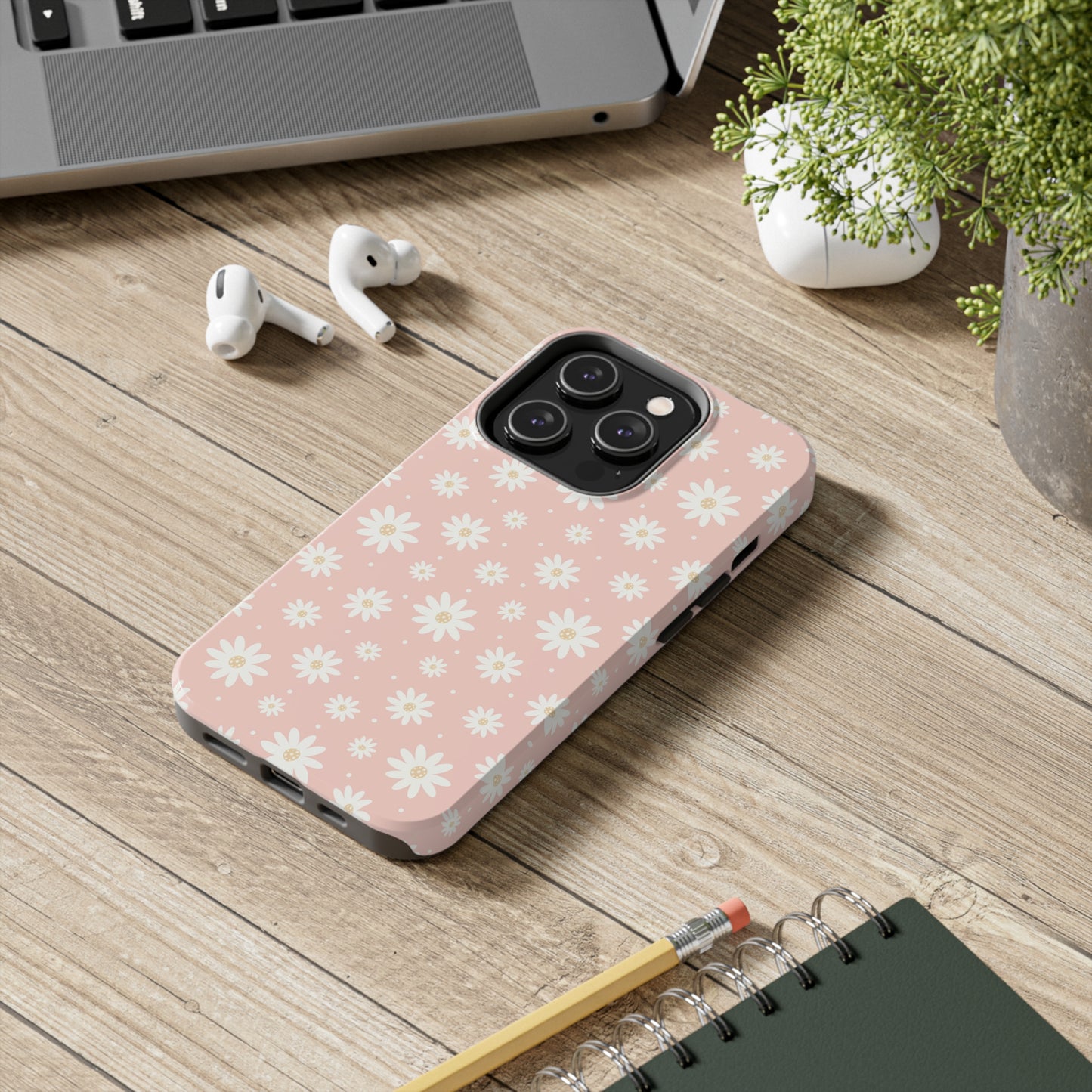 Cute Minimalist Flowers and Polka Dots Digital print Design Tough Phone Case compatible with a large variety of iPhone models, Gift, Phone Case