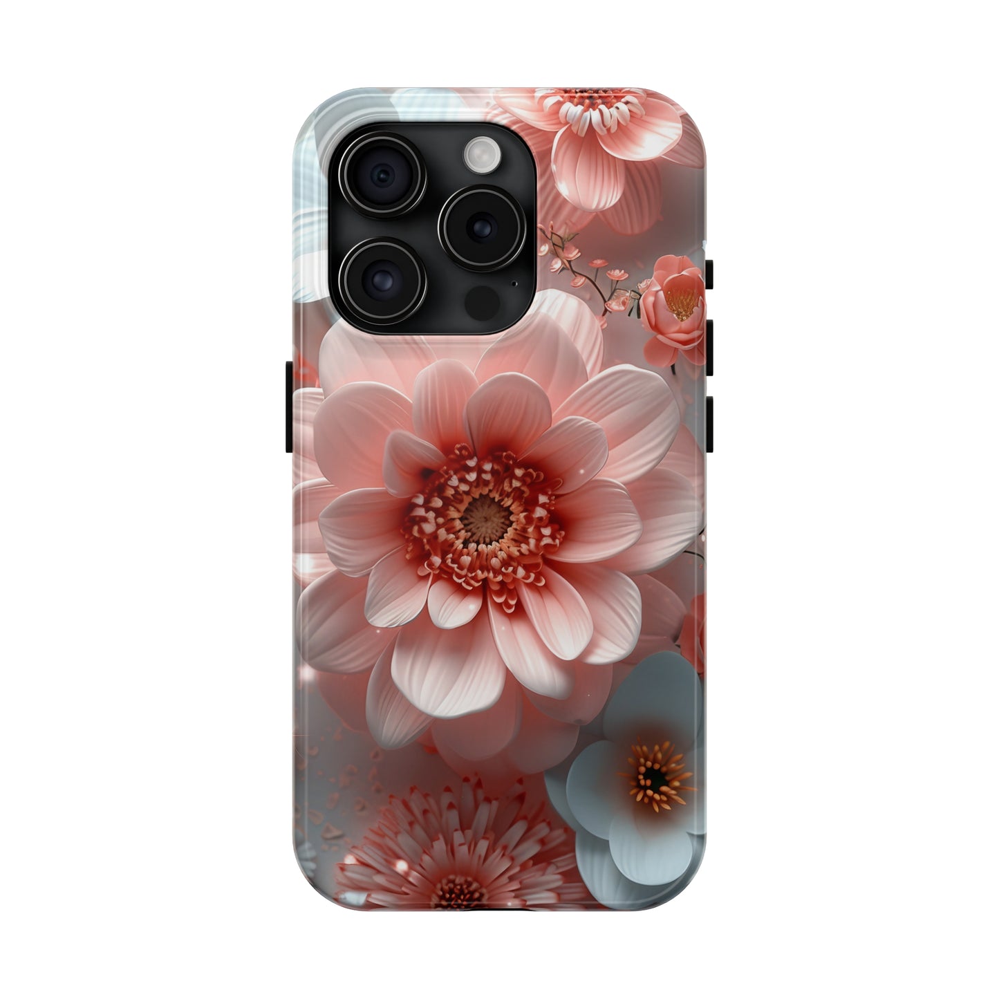 Beautiful 3D Pink & White Floral Design Tough Phone Case.