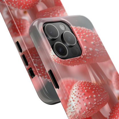 Whimsical Pink Mushrooms and Daisies Design Tough Phone Case compatible with a large variety of iPhone models, Gift, Phone Case