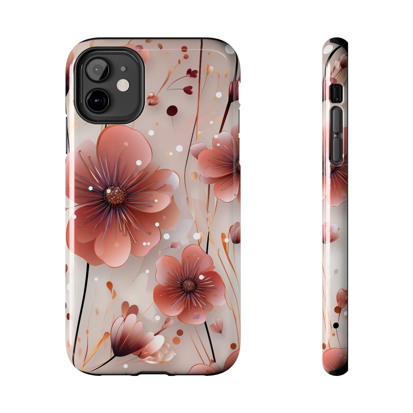 Pretty Mauve Flowers Pattern Design Tough Phone Case compatible with a large variety of iPhone models, Gift, Phone Case