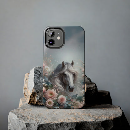 Beautiful Horse and Floral print Design Tough Phone Case compatible with a large variety of iPhone models, Gift, Phone Case