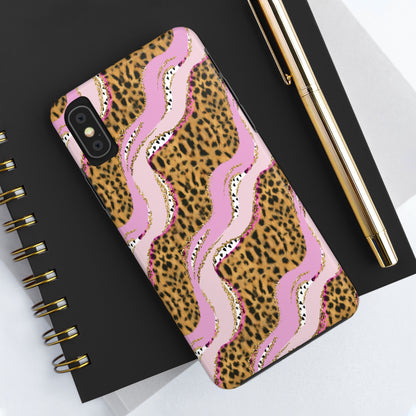 Cheetah Waves with Pink and Gold Design Phone Case- Lightweight, Impact Resistant Cover for iPhone 6, 6s, 12, 13, 14, 15