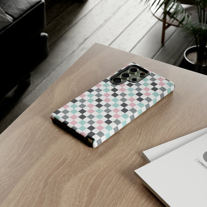 Multicolor Checkerboard print design Tough Phone Case compatible with a large variety of Samsung models