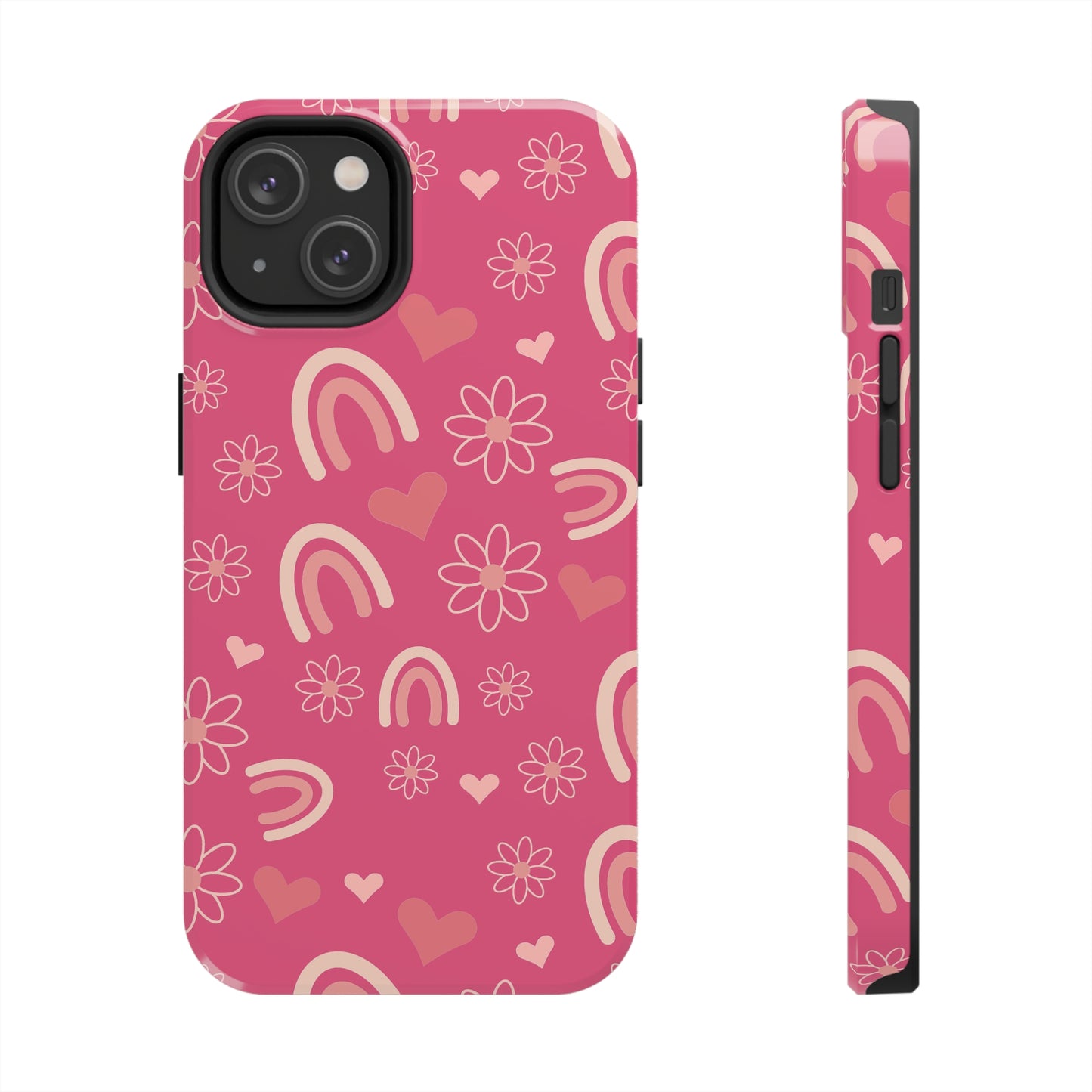 Dark Pink Boho Rainbow print Design Tough Phone Case compatible with a large variety of iPhone models, Gift, Phone Case