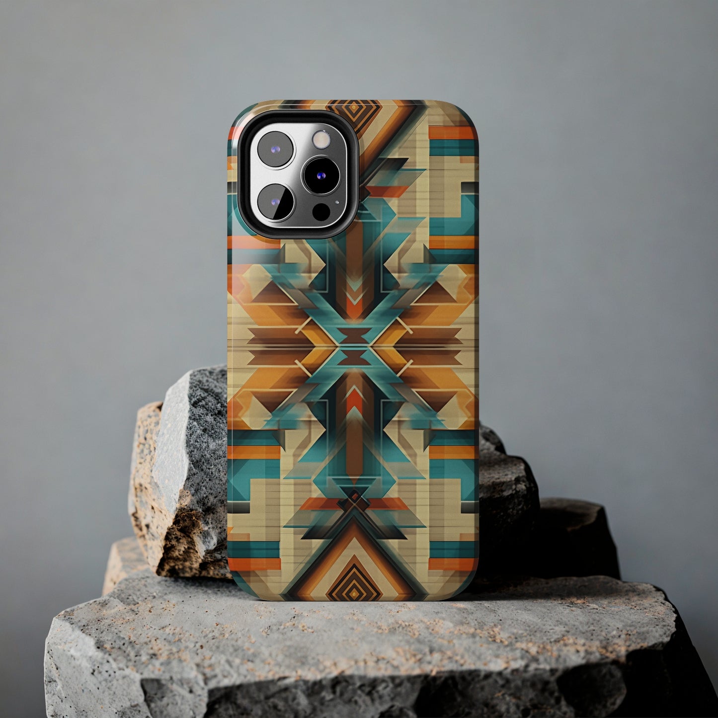 Beautiful Blue and Cream Native American Pattern Design Tough Phone Case compatible with a large variety of iPhone models, Gift, Phone Case