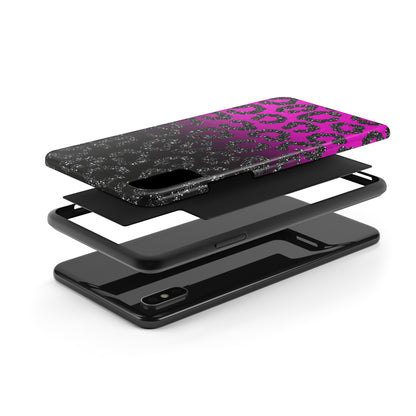 Pink and Black Ombre Leopard Design Phone Case- Lightweight, Impact Resistant Cover for iPhone 6, 6s, 12, 13, 14, 15