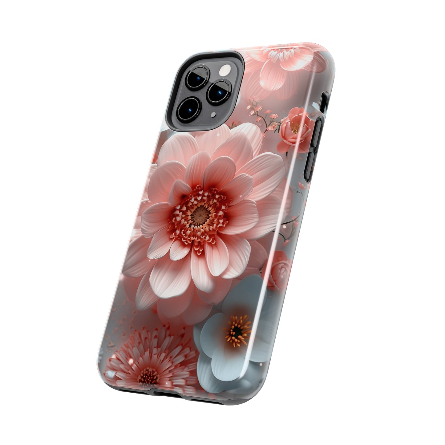 Beautiful 3D Pink & White Floral Design Tough Phone Case.