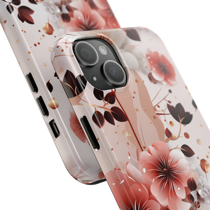 Pretty Pink & White Flowers Pattern Design Tough Phone Case compatible with a large variety of iPhone models, Gift, Phone Case