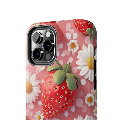 Strawberries & Daisies Digital print Design Tough Phone Case compatible with a large variety of iPhone models, Gift, Phone Case