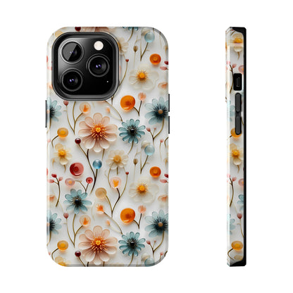 3D Glass Flower Pattern Design Tough Phone Case compatible with a large variety of iPhone models, Phone Case, Birthday Gift