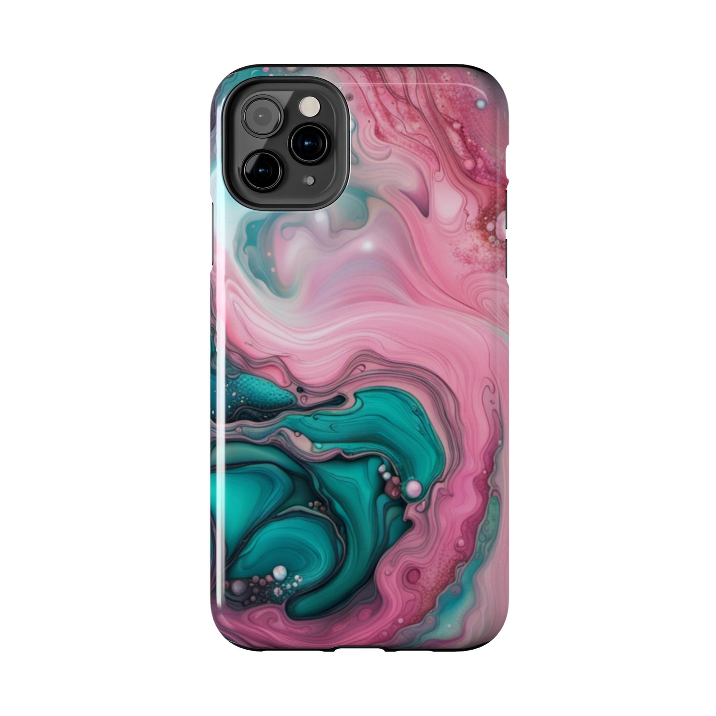 Pink and Teal Alcohol Ink Pattern Design Phone Case compatible with a large variety of iPhone models, Phone Case, Gift