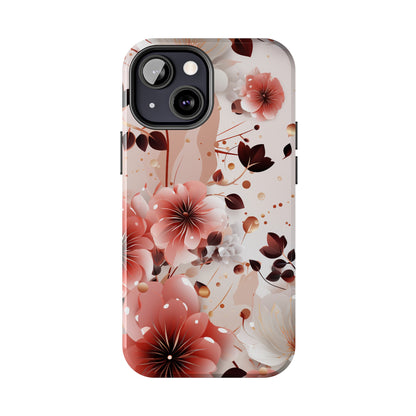 Pretty Pink & White Flowers Pattern Design Tough Phone Case compatible with a large variety of iPhone models, Gift, Phone Case