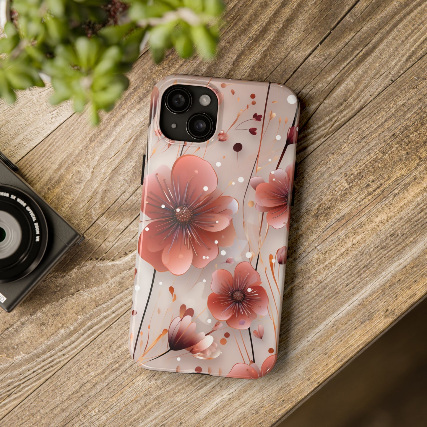 Pretty Mauve Flowers Pattern Design Tough Phone Case compatible with a large variety of iPhone models, Gift, Phone Case