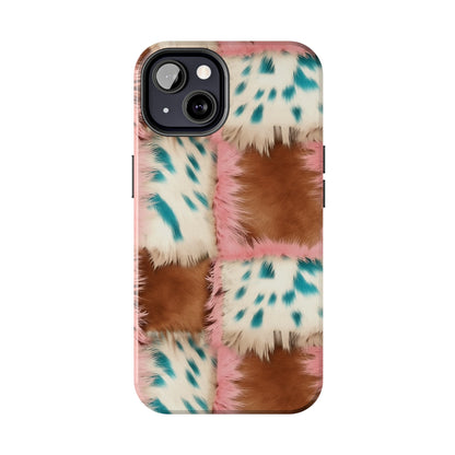 Modern Cowgirl Cowhide Design Pattern Print Tough Phone Case compatible with a large variety of phone models, Phone Case, Gift