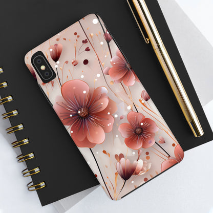 Pretty Mauve Flowers Pattern Design Tough Phone Case compatible with a large variety of iPhone models, Gift, Phone Case